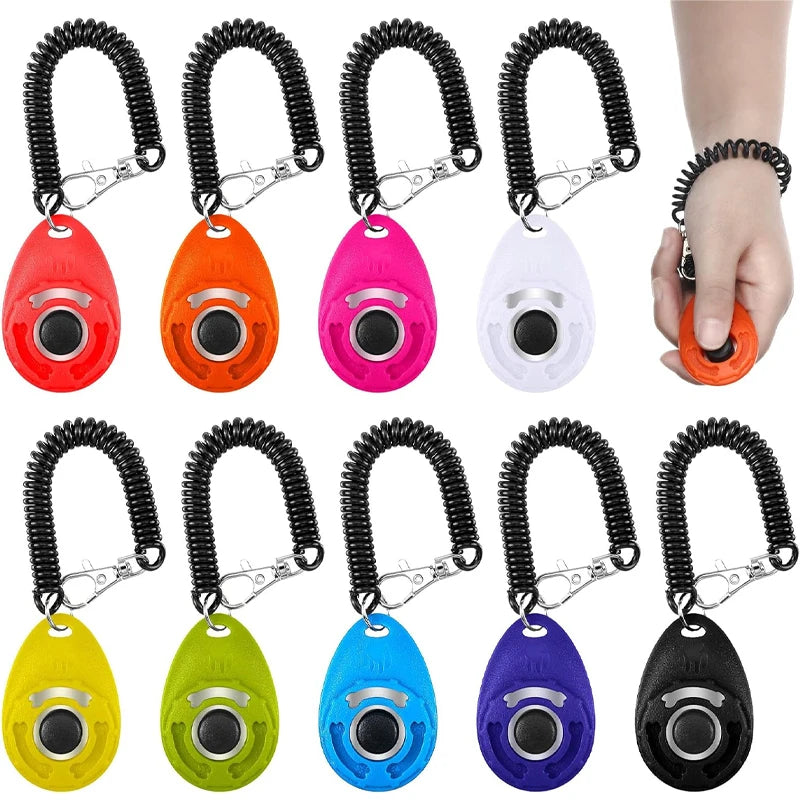 Dog Training Clicker Pet Cat Dog Click Trainer Various Style Aid Adjustable Wrist Strap Sound Key Dogs Pets Accessories